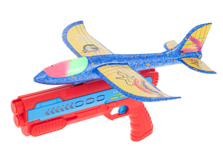 Pistolet automayczna wyrzutnia samolotów - LED czerw-niebies