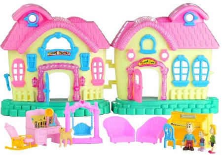 Duży interaktywny rozkładany domek dla lalek z mebelkami i ludzikami