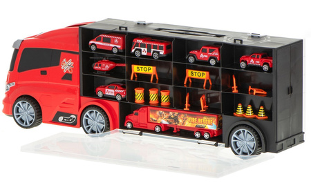 Duża ciężarówka Transporter Garaż dla samochodów z zestawem autek Straż Pożarna dla dzieci