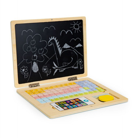 Drewniany laptop edukacyjny tablica magnetyczna dla dzieci Ecotoys