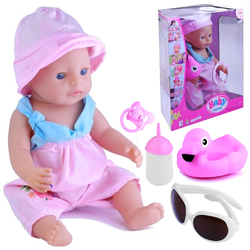 Interaktywna lalka Bobas z akcesoriami plażowymi dla dzieci Mówi Je i pije