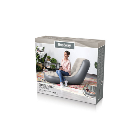 Dmuchany szary fotel leżak materac 165x84x79 cm Bestway 75064