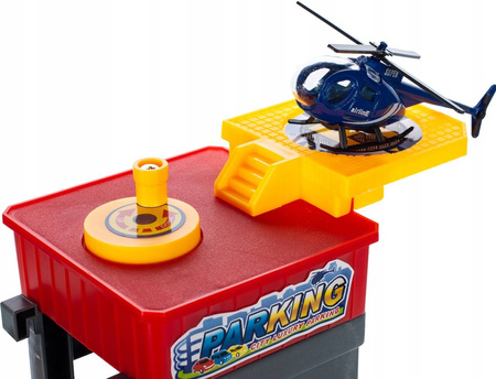 Duży parking Tor samochodowy dla dzieci Garaż z myjnią i stacją benzynową 4 samochody i helikopter