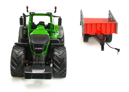 Duży traktor zdalnie sterowany Ciągnik z przyczepą dla dzieci 1:16 2,4GHz Dźwięki i światła Double E