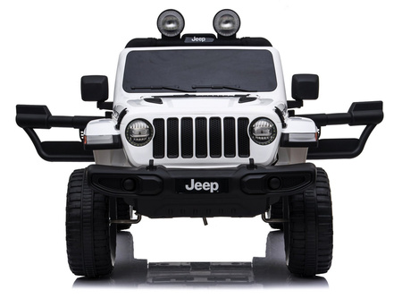 Samochód na akumulator Jeep Wrangler Rubicon elektryczny Auto dla dzieci 2 silniki światła LED biały