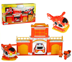 Zestaw pojazdów dla dzieci Straż Pożarna Remiza Strażacka z samochodami i helikopterem