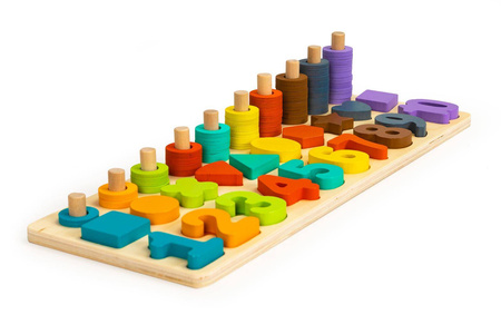 Drewniane liczydło sorter układanka zabawka edukacyjna dla dzieci 3w1 Ecotoys
