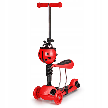 Hulajnoga z siedziskiem dla dzieci trójkołowa jeździk 3 koła kauczuk LED Ecotoys YM-SC-6 RED