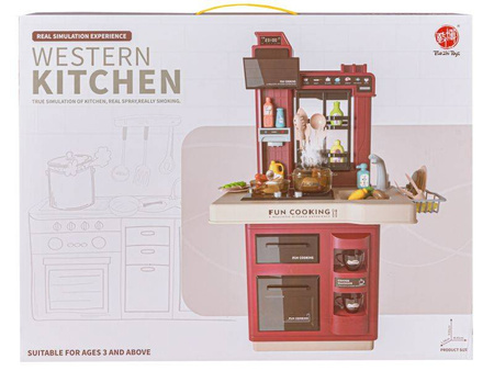 Multifunkcyjna kuchnia dla dzieci światło dźwięk naczynia jedzenie bordowa