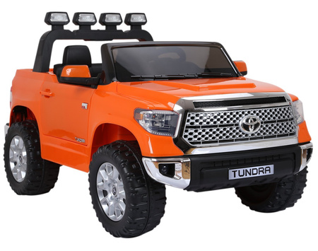 Duży samochód elektryczny pojazd auto na akumulator dla dzieci pomarańczowy Toyota Tundra światła dźwięk ekoskóra