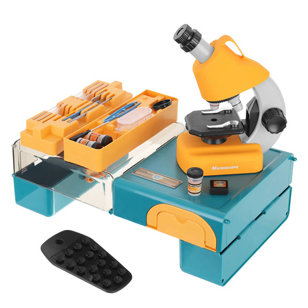 Zabawkowy edukacyjny mikroskop dla dzieci zestaw naukowy walizka