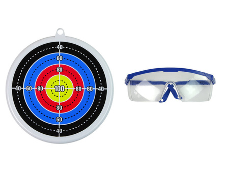 Zestaw strzelecki dla dzieci łuk ze strzałami tarczą i okularami