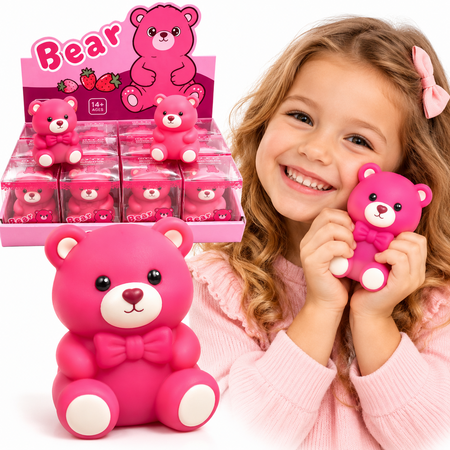 Gniotek miś różowy dla dzieci zabawka antystresowa sensoryczna chrupiący squishy