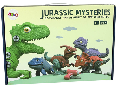 Zestaw pięciu dinozaurów do rozkręcania majsterkowanie śrubokręt wiertarka