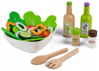 Drewniane jedzenie warzywa zestaw sałatkowy dla dzieci akcesoria Ecotoys