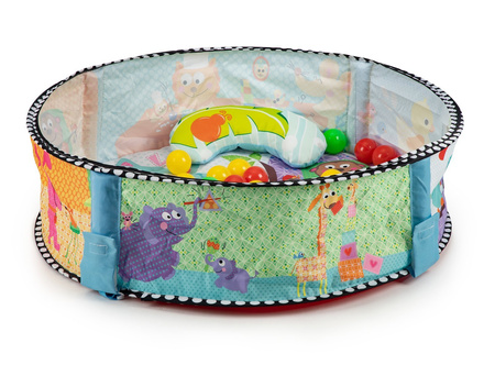 Wielofunkcyjna duża mata edukacyjna dla dzieci Kojec z piłkami i maskotkami 3w1 zwierzątka