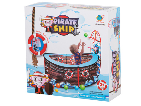 Kojec dla dzieci Suchy basen z piłkami Plac zabaw Koszykówka Kosz do gry w kosza Statek piracki 