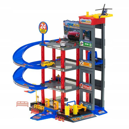 Duży parking Tor samochodowy dla dzieci Garaż z myjnią i stacją benzynową 4 samochody i helikopter