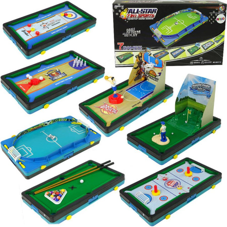 Zestaw gier zręcznościowych sportowych dla dzieci 7 gier kręgle bilard piłka nożna