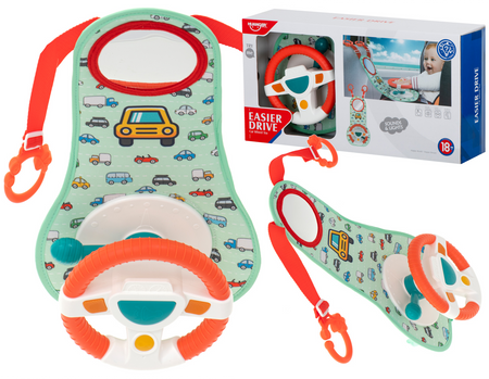 Interaktywna kierownica dla dzieci do samochodu z lusterkiem dźwiękiem i światłem HUANGER