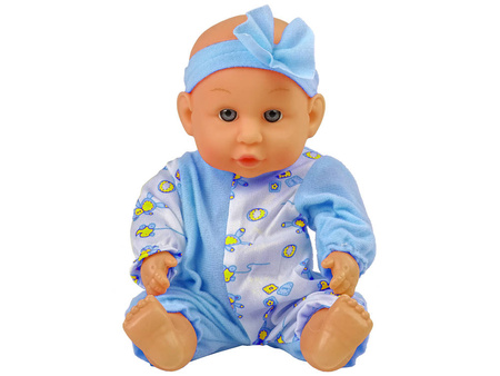 Lalka bobas w piżamce z akcesoriami dla dzieci butelka nocnik niebieska 24 cm