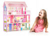 Duży drewniany domek dla lalek Rezydencja Różana mebelki różowy Ecotoys F0373