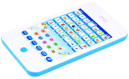 Duży Interaktywny tablet edukacyjny dla dzieci Nauka pierwszych słówek Wersja polska niebieski