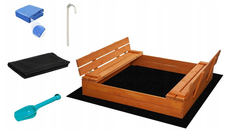 Drewniana składana piaskownica do ogrodu 150x150cm