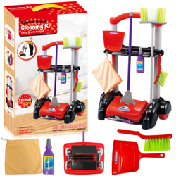 Zestaw do sprzątania dla dzieci na wózku z akcesoriami