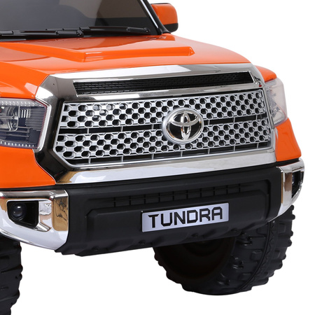 Duży samochód elektryczny pojazd auto na akumulator dla dzieci pomarańczowy Toyota Tundra światła dźwięk ekoskóra