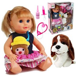 Lalka opiekunka z pieskiem dla dzieci Zestaw lekarski dla dziewczynek