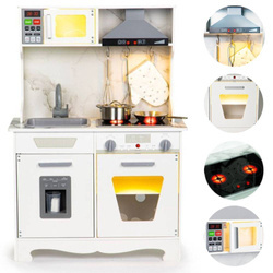 Drewniana zabawkowa kuchnia dla dzieci światło dźwięk akcesoria