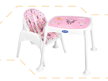 Krzesełko do karmienia + stolik 3w1 różowy