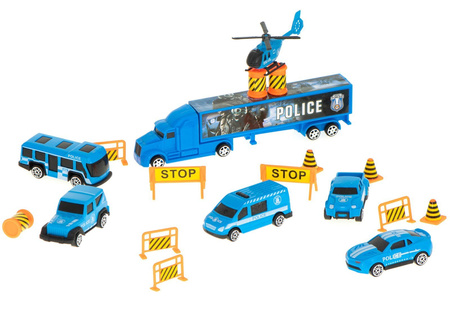 Duża ciężarówka Transporter Garaż dla samochodów z zestawem autek Policja dla dzieci