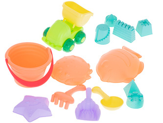 Duży zestaw do ogrodu i piasku Akcesoria dla dzieci Wiaderko Foremki pastelowe 14 elementów