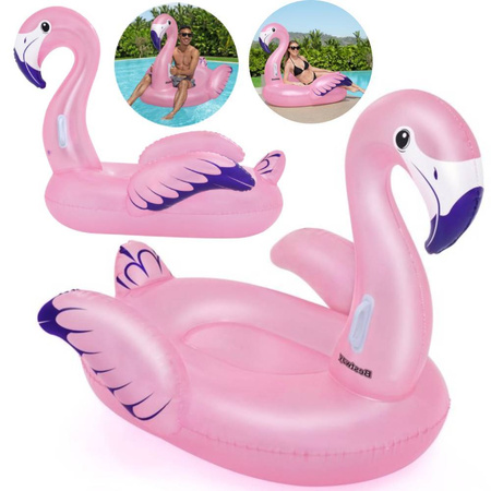 Duży dmuchany flaming do pływania różowy Bestway 153 x143 cm