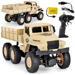 Zdalnie sterowany samochód wojskowy Ciężarówka dla dzieci Auto RC 1:18 2,4GHz piaskowy