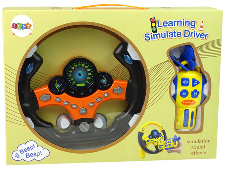 Interaktywna zabawkowa kierownica symulator jazdy dla dzieci pomarańczowa kluczyki dźwięk światło