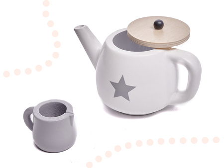 Drewniany zestaw naczyń dla dzieci do kuchni Serwis kawowy dla dwóch osób Pastelowe kolory