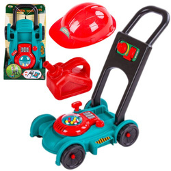 Zabawkowa kosiarka do trawy dla dzieci chodzik pchacz kanister kask