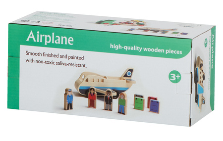 Duży drewniany transporter Samolot pasażerski dla dzieci z figurkami ludzi i walizek