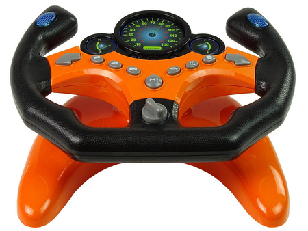 Interaktywna zabawkowa kierownica symulator jazdy dla dzieci pomarańczowa kluczyki dźwięk światło