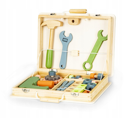 Drewniane narzędzia dla dzieci Warsztat majsterkowicza w skrzynce Zestaw Ecotoys TL80014