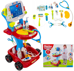 Zestaw małego lekarza doktora na wózku dla dzieci Wózek lekarski dla dzieci 17 elementów