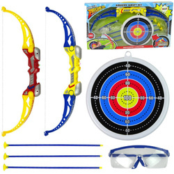 Zestaw strzelecki dla dzieci łuk ze strzałami tarczą i okularami