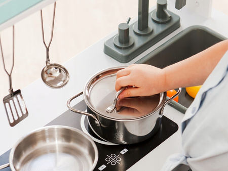 Zestaw akcesoriów kuchennych dla dzieci metalowe garnki kuchnia Ecotoys