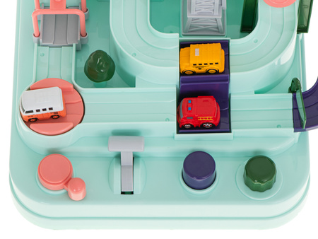 Interaktywny tor samochodowy z przeszkodami dla dzieci 4 samochody Zestaw dla 2 osób