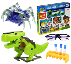 Zestaw naukowy dla dzieci z robotem solarnym, pająkiem, kulkami i bursztynem 5w1