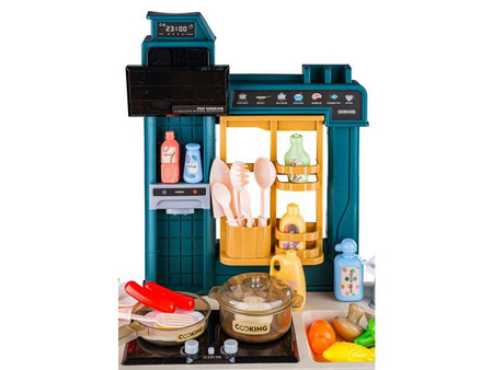 Multifunkcyjna kuchnia dla dzieci światło dźwięk naczynia jedzenie turkusowa