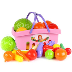 Zestaw spożywczy różowy koszyk zakupowy z owcami i warzywami dla dzieci
